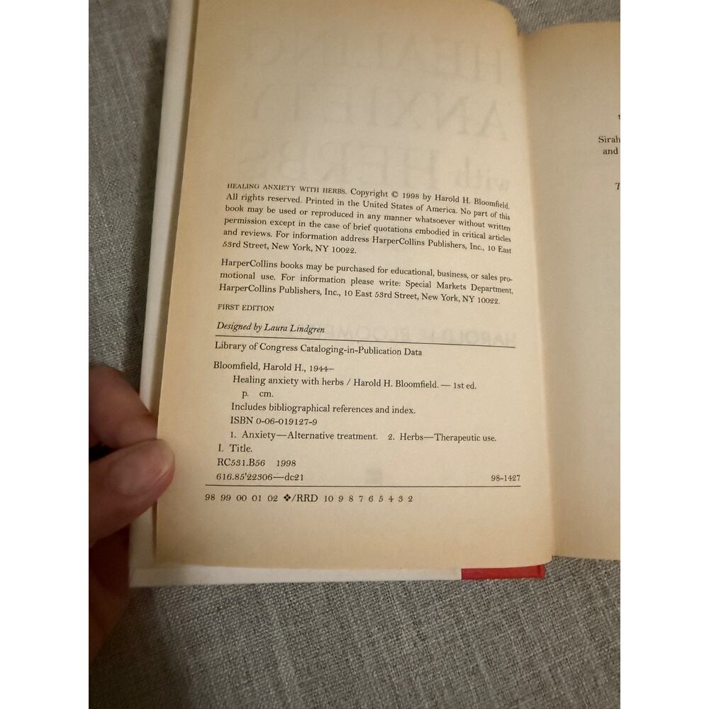 🌿 Healing Anxiety With Herbs Harold H. Bloomfield, M.D. 1st Edition HC/DJ Book - Picture 5 of 6